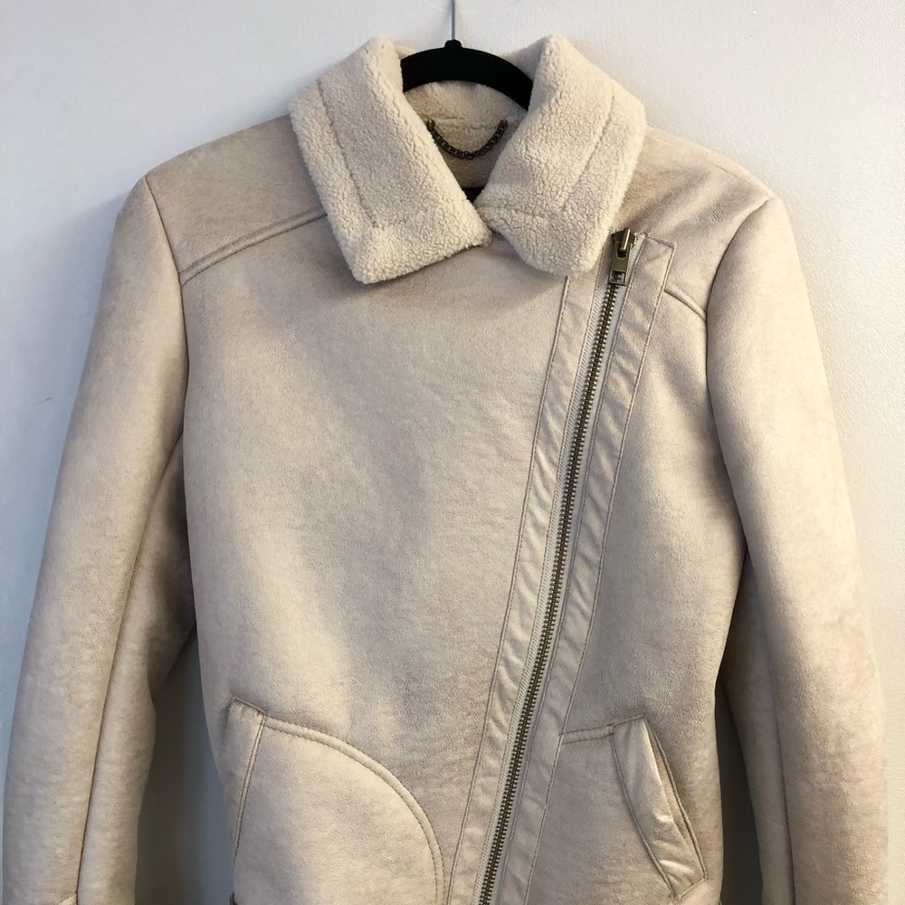 AE American Eagle Women's Sherpa Cozy Moto Jacket
